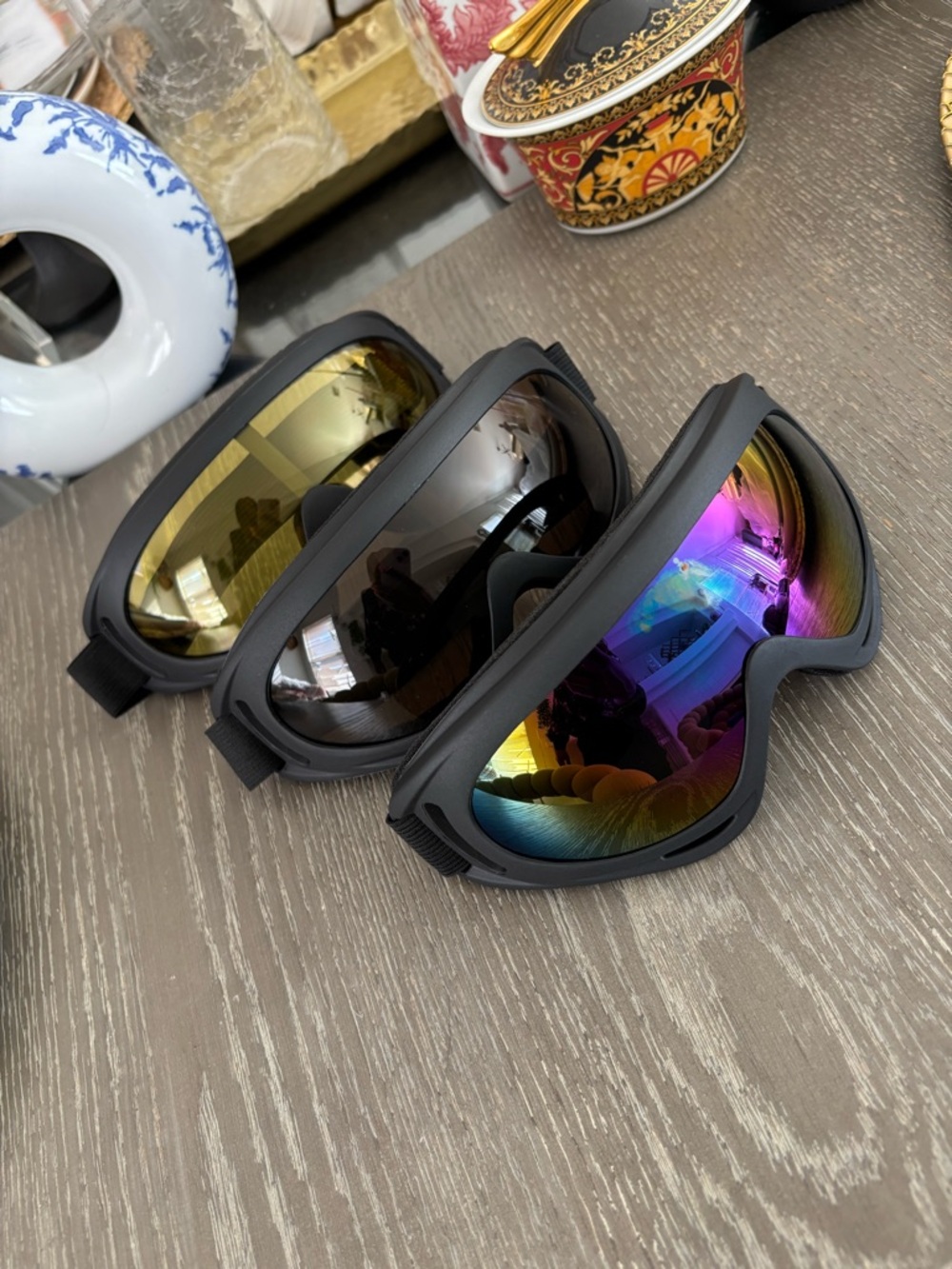 Triple Set Ski/Snowboard Goggles with Mirrored Lenses